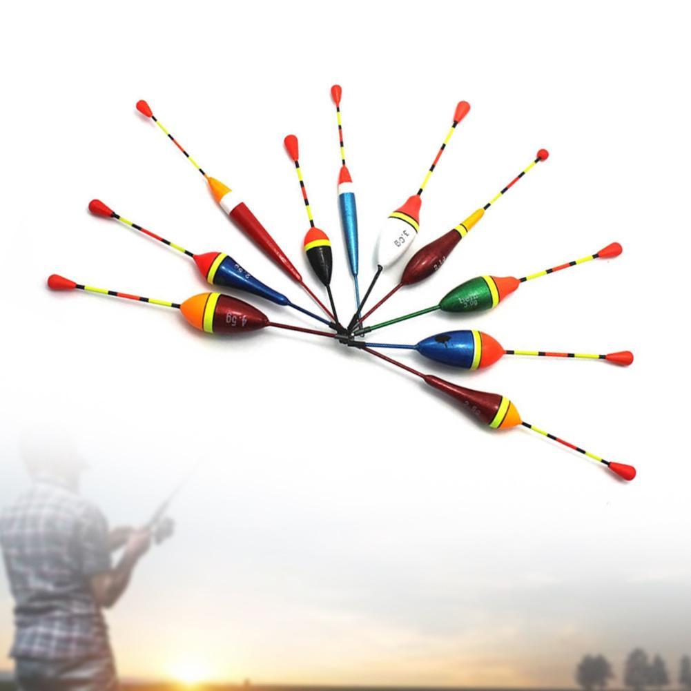 10Pcs Fishing Float Set Buoy Bobber Vertical Buoy Fish Fishing Tackle Float Lure Tools Size Flu R4H3
