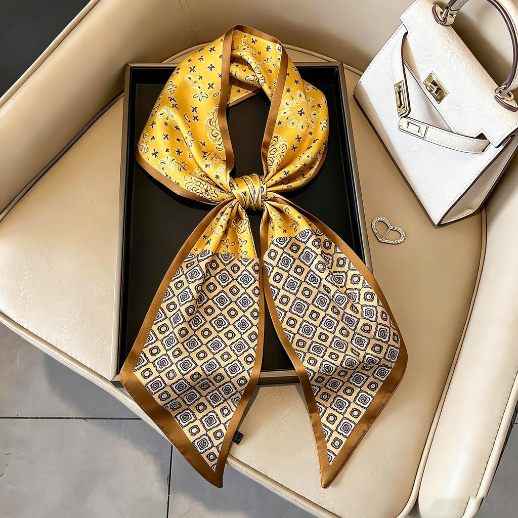 Art French Polka Dot Long Silk Scarf Femininity Versatile High Sense Spring and Autumn New with Shirt Scarf Belt