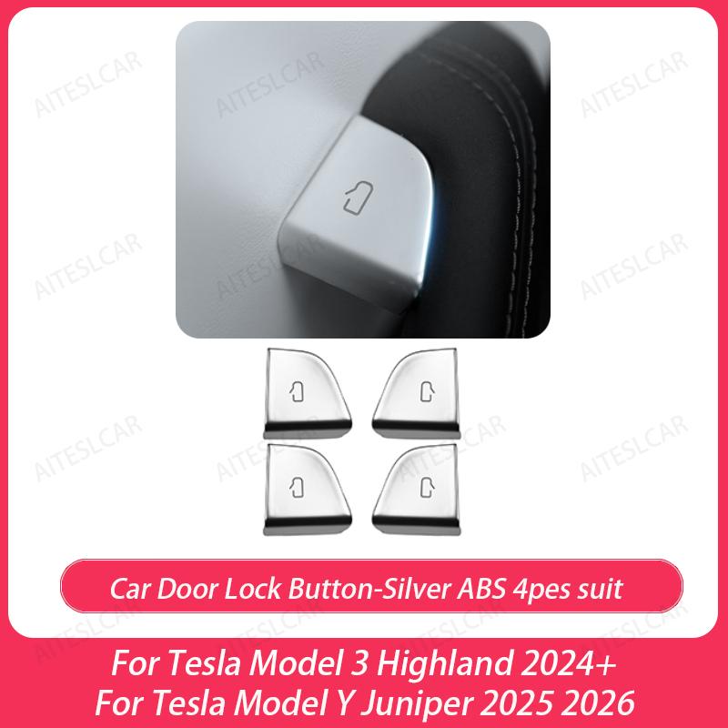 For Tesla Model 3 Highland Model Y Juniper/Launch 2025 Car Open Door Button Stickers 4X Handle Cover Interior Protection Trim
