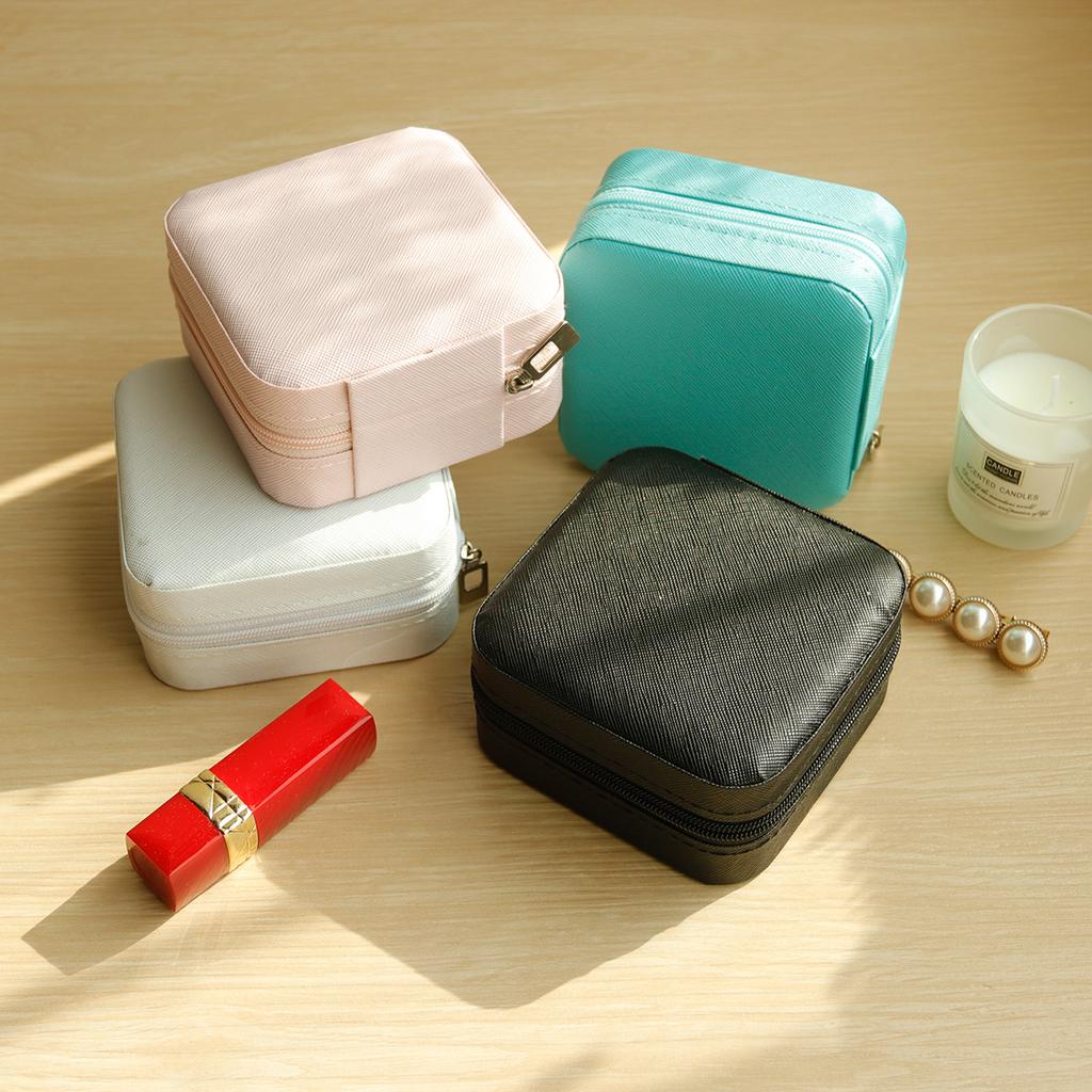 Mini jewelry storage box portable family travel earrings necklace storage box female ring organizer PU leather display box