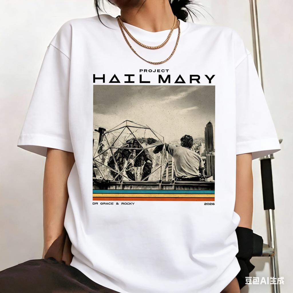 Project Hail Mary Sci-Fi Weltraumroman T-Shirt Unisex und Damen Sommer Baumwolle Kleidung Lässig Mode Kurzarm T-Shirt Streetwear