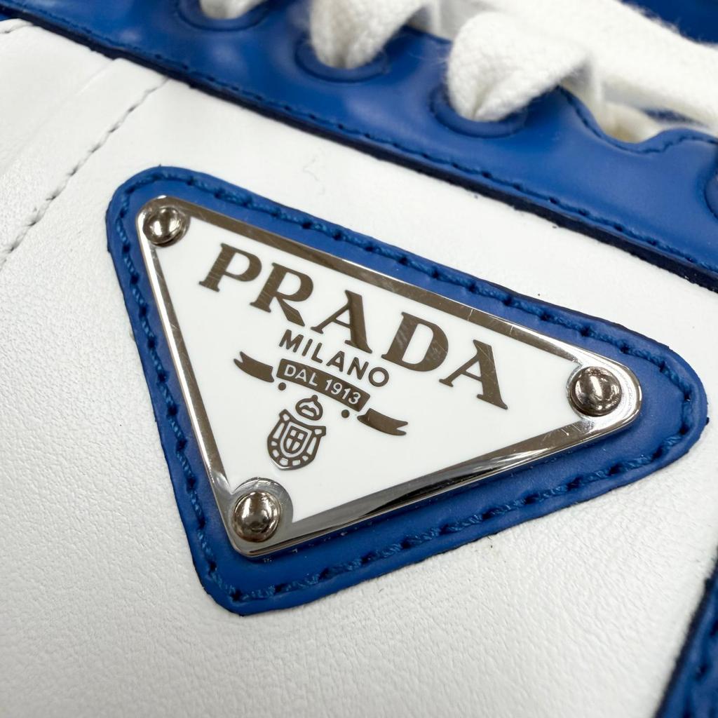 Excellent PRADA Low Cut Sneakers Triangle Logo Triangle Plate Blue 5 2EE364 Used