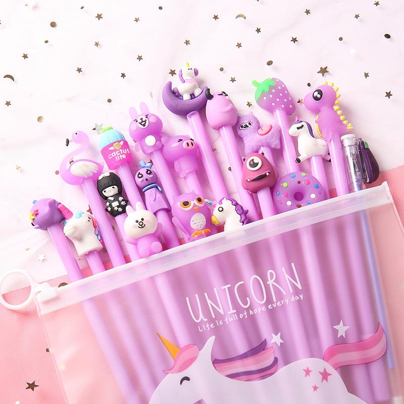 Korean Style Cute Cartoon 5-Piece Neutral Pen Set for Students, Water-Based Ink