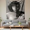 A Split Face Showing Half Human, Half Black Shiny Faceless Form. Patterned Tapestry for Bedroom and Living Room Home Decor
