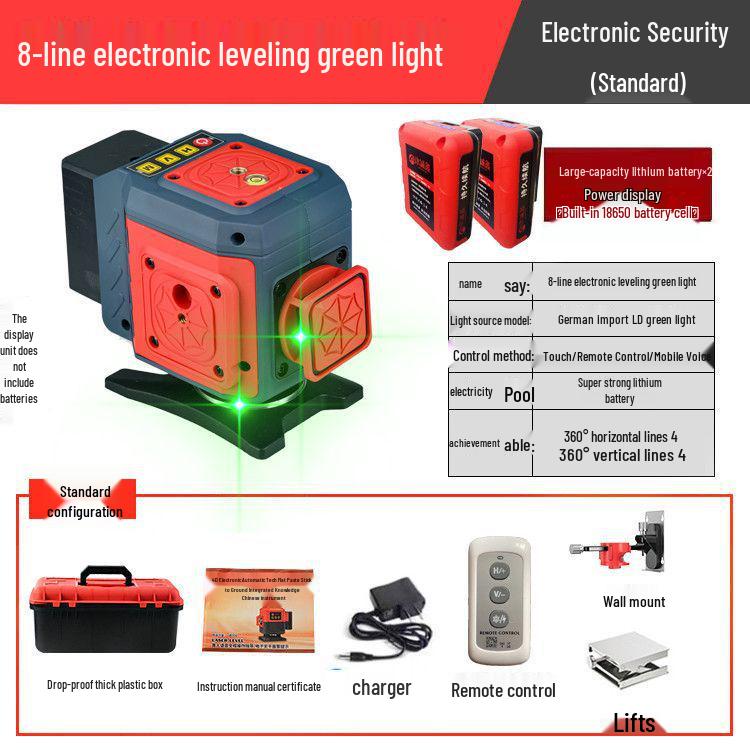 Anping Super Bright Green Light Laser Level with 8/12/16 Lines, High Precision & Automatic Leveling