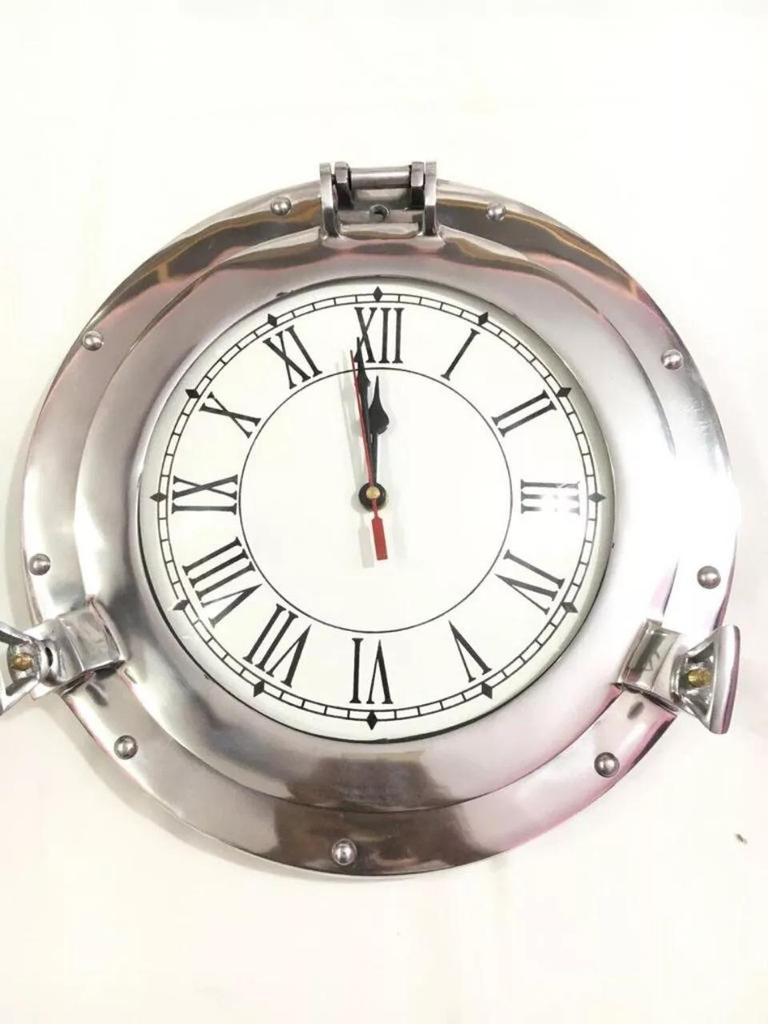 Vintage Navigation Marine Silver Ship Porthole 30.48 Clock Ship Window Wall Clock Decorative