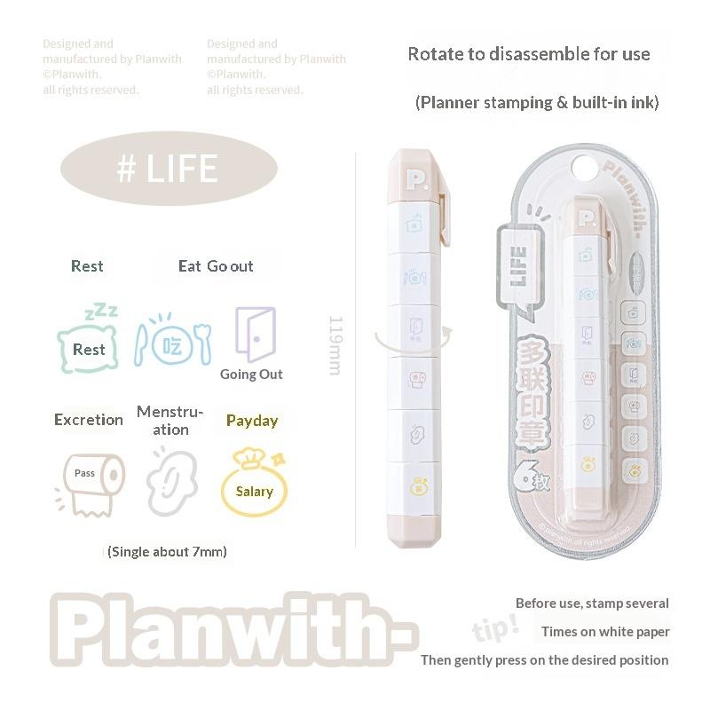INS Aesthetic Kawaii Multilink Mood Stamp Cute Decorative Stamp for Journal Scrapbooking Travel Diary Decor