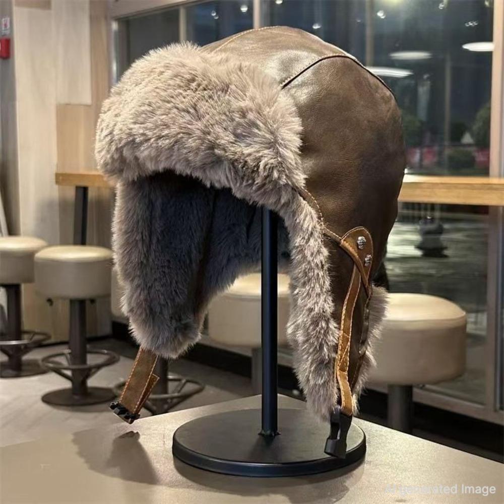 Winter Knit Trapper Hat Fleece Lined Thickened Earflap Beanie Windproof Warm Cold Weather Cap
