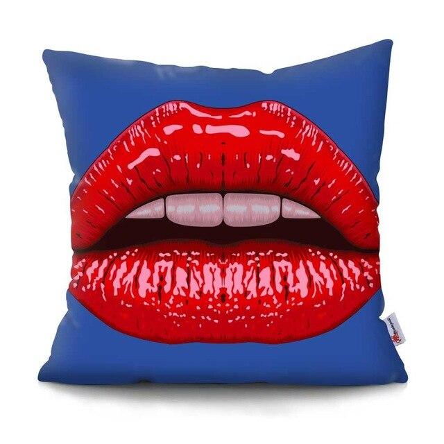 red lips cushion