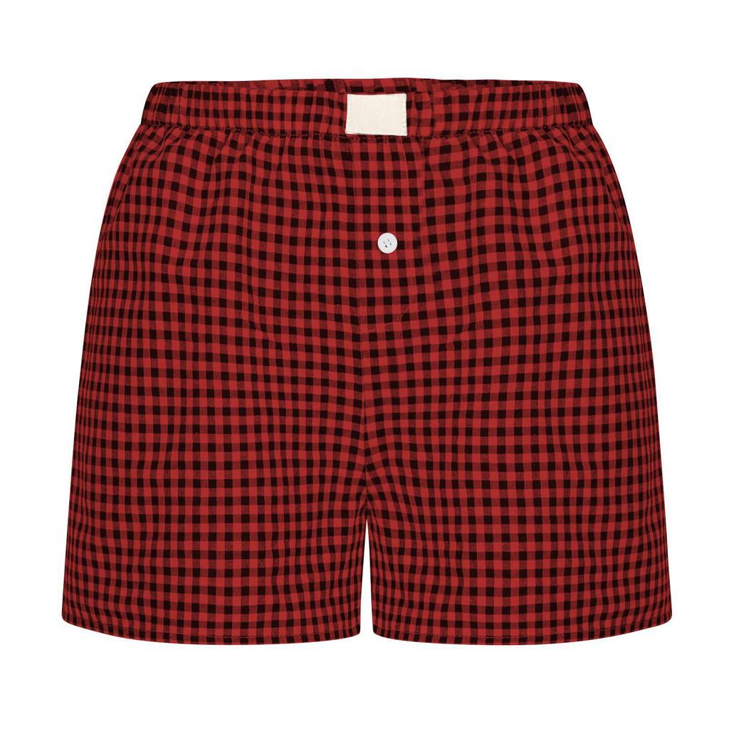 Women's Retro Plaid High-Waisted Wide-Leg Casual Shorts