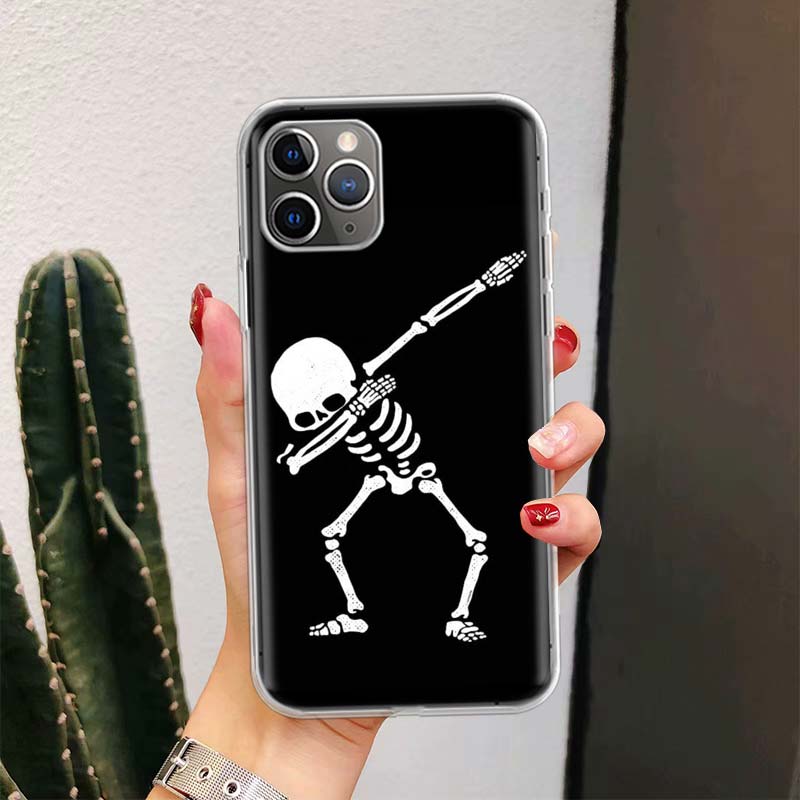 Spooky Skull Funny Dance Skeleton For iPhone 17 Air 16 15 14 Plus 13 Mini 12 11 Pro Max Phone Case 16E 7 Print 8 SE Fundas Cover