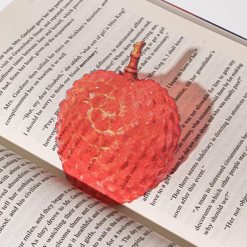 Acrylic Grape Tomato Apple Bookmark – Cute, Transparent, High-End Student Gift and Reading Marker