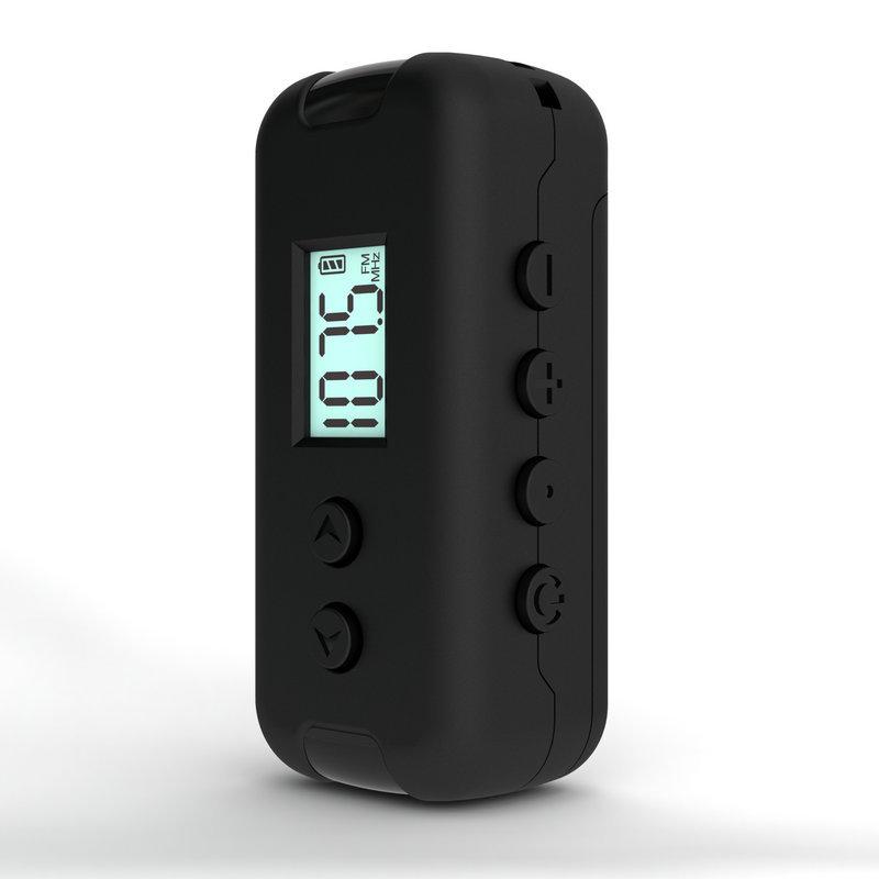 Mini-Taschen-FM-Radio, tragbarer Radioempfänger mit LCD-Display, 3,5-mm-Kopfhörer-Zeitanzeige, Netzteil