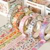 5 Rolls Spring Flower Washi Tape Multicolor Self-adhesive Scrapbooking Decorative Tape Wrapping DIY Wrapping Washi Tape