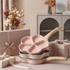 Nonstick Flower Shape Egg Frying Pan 5 Hole Aluminum Skillet 37x21cm Breakfast Cooking Tool Gas Induction Stove Ready Gray Pink