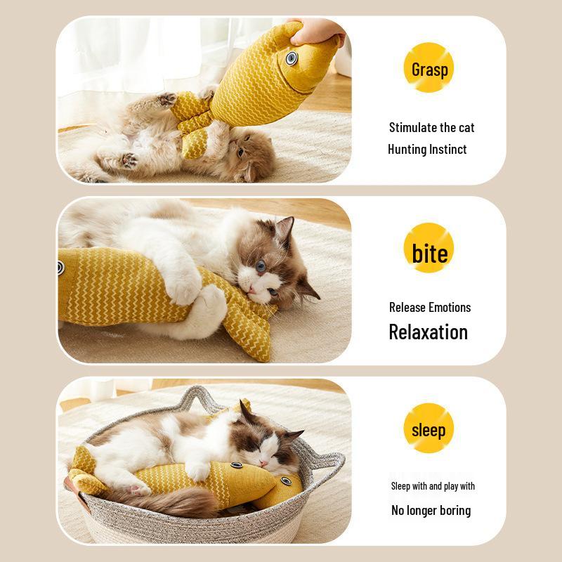 Catnip Fish Teething Toy: Self-Amusement & Teeth Cleaning Teaser for Kittens