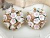 Korean Style Ceramic Rose Stud Earrings and Ear Cuffs