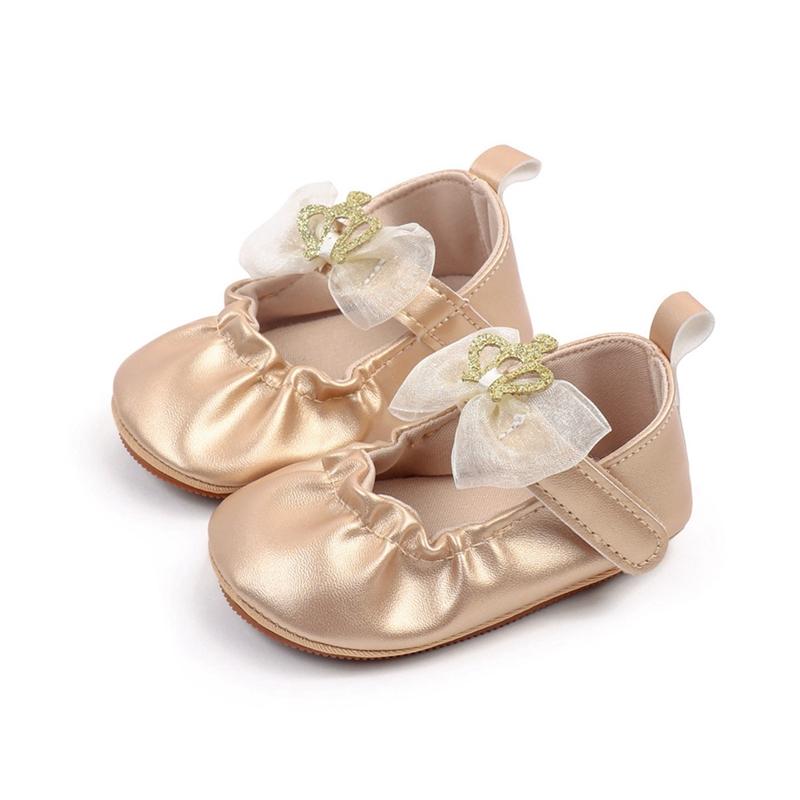

Infant Baby Bow Shoes First Walking Shoes 12 золотистий