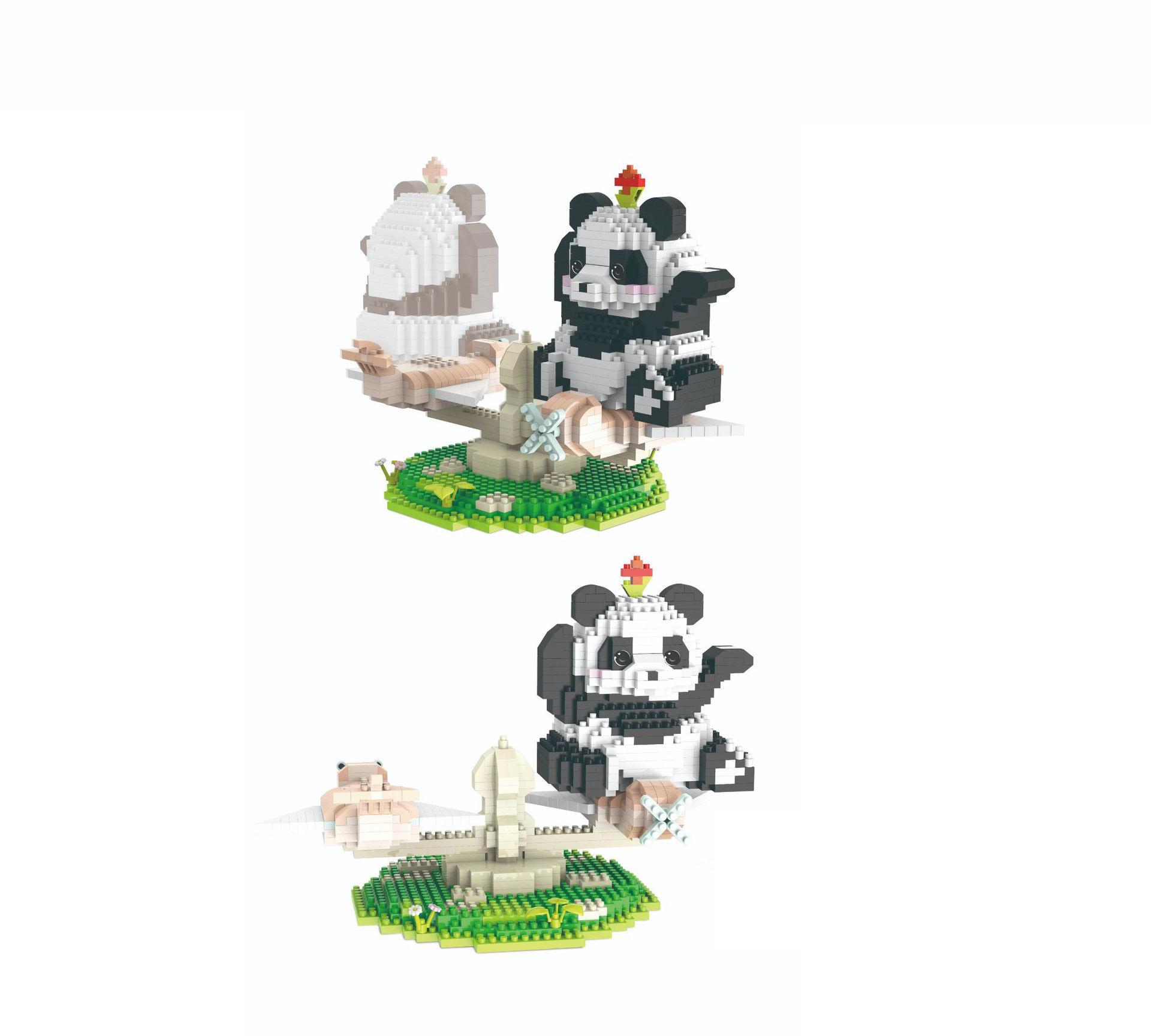 

Nanobricks Lovely Animation Animal Micro Diamond Block Panda Swing Seesaw Rocking Horse Carousel Model Blocks Educational Toys