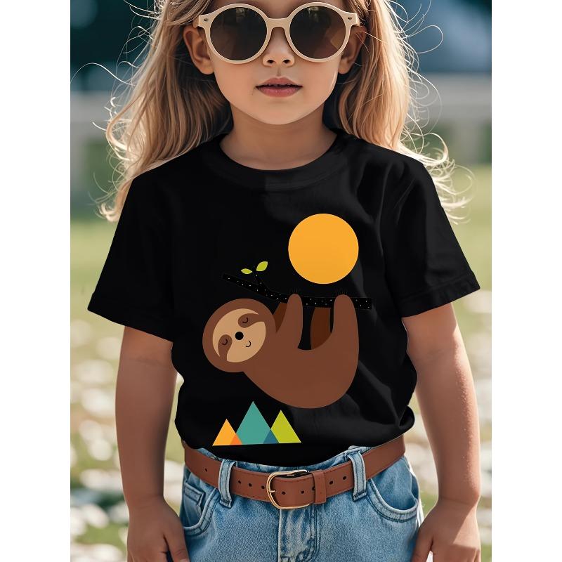 European sizes Keep Calm and Live Slo Series Boys & Girls T-Shirt - with Sloth & Mountain Graphic, Soft Stretchy Fabric