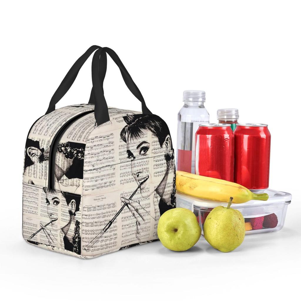 Audrey Hepburn Insulated Lunch Bag for Women Kids Leakproof Food Boxes Thermal Lunch Box Tote
