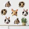 4 Sheets Easter Bunny Wall Effect Broken Wall Sticker Waterproof Self-adhesive 3D Simulation Rabbit Home Living