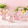 Wooden Easter Decorations Easter Bunny Table Sign 6 Pcs Easter Bunny Wood Signs Rustic Pink Wooden Bunny Blocks for Spring