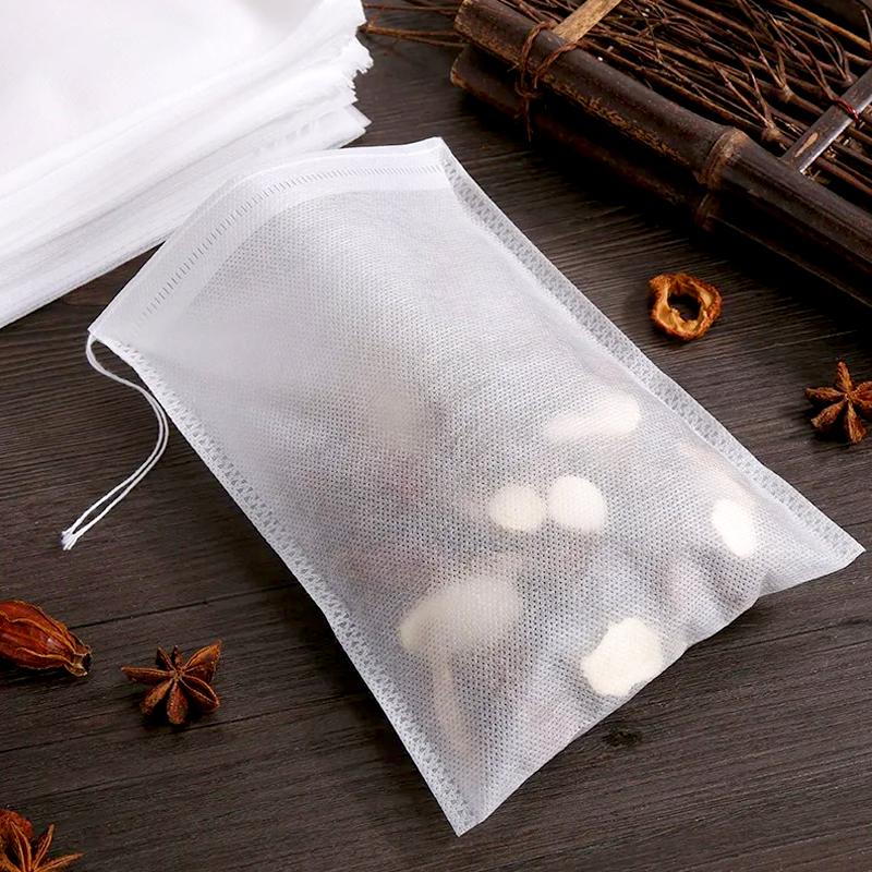 

100Pc Slag Bag Drawstring Non Woven Disposable Draw Rope Convenient Medicine Bag Brewing Tea Stew Soup 7*9cm