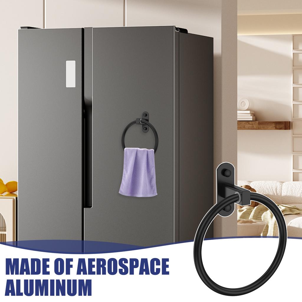 4Pcs Aluminum Towel Ring for Bathroom Rustproof Towel Holder Ring with Fixing Kit Wall Mounted for Bathroom and Kitchen