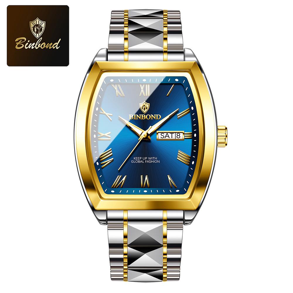 Barrel-shaped men's watches men's high-end business men's watches in the elderly waterproof luminous ten