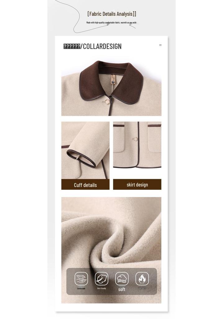 Mid-age Women's Stylish Wool Coat for Spring & Autumn