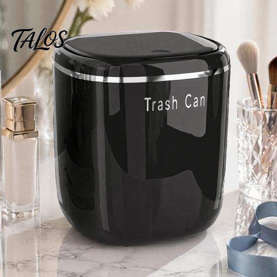 Small Garbage Can for Car Desktop Trash with Pop-up Cover, Waterproof Mini Compact Waste Countertop Storage Bin, PP Container Desk Office And Bathroom