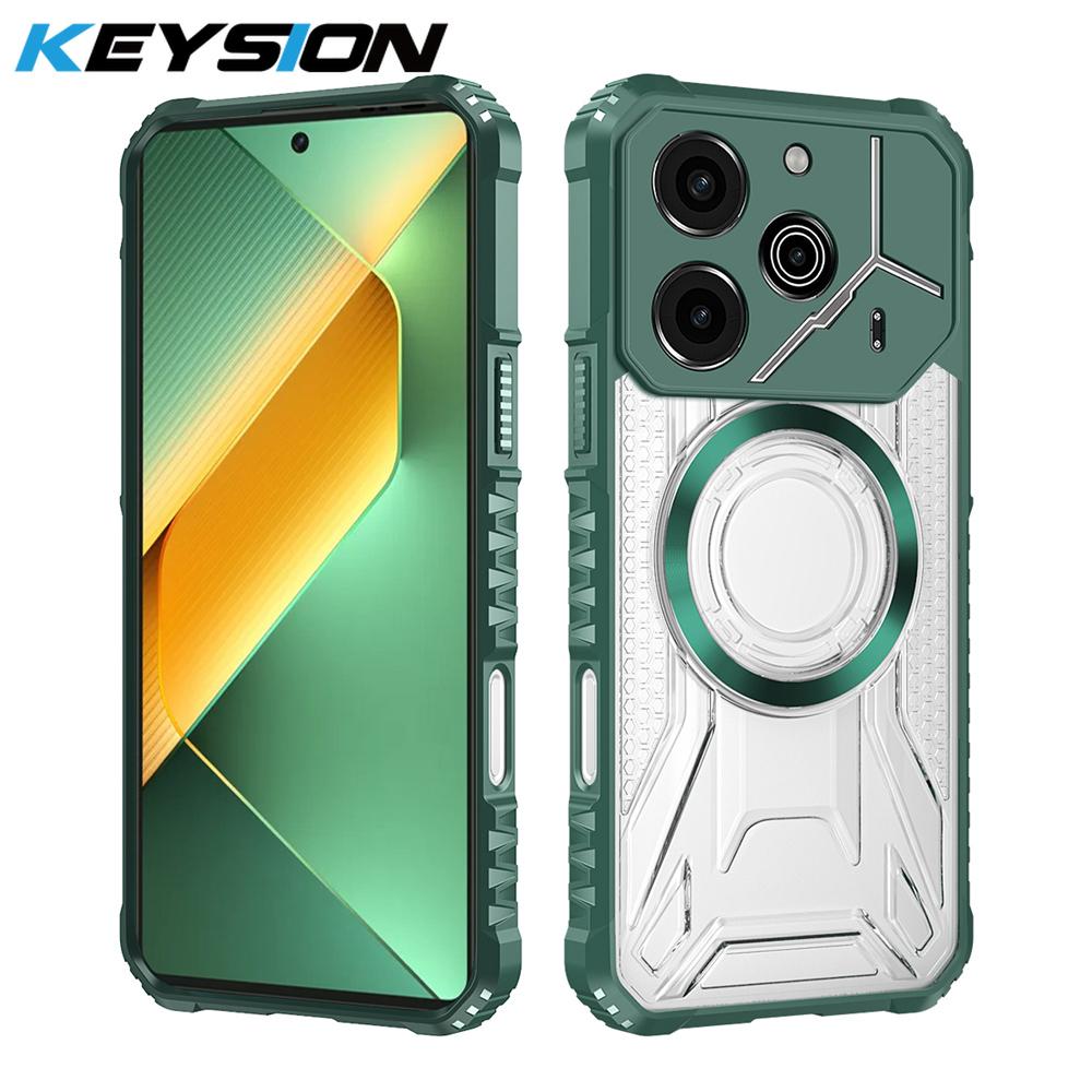 

KEYSION Transparent Magnetic Case for TECNO Pova 6 Pro 5G Silicone+PC Heavy Duty Shockproof Phone Cover for for Tecno Pova 6 5G for Tecno Pova 6 Pro зелений