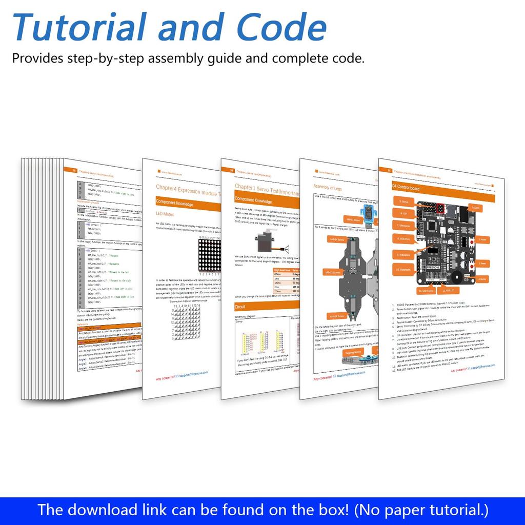 Freenove Robot Ant Kit (Compatible with Arduino IDE), Dot Matrix Expression, Ultrasonic Obstacle Avoidance, Colorful Lights, App, STEM Projects