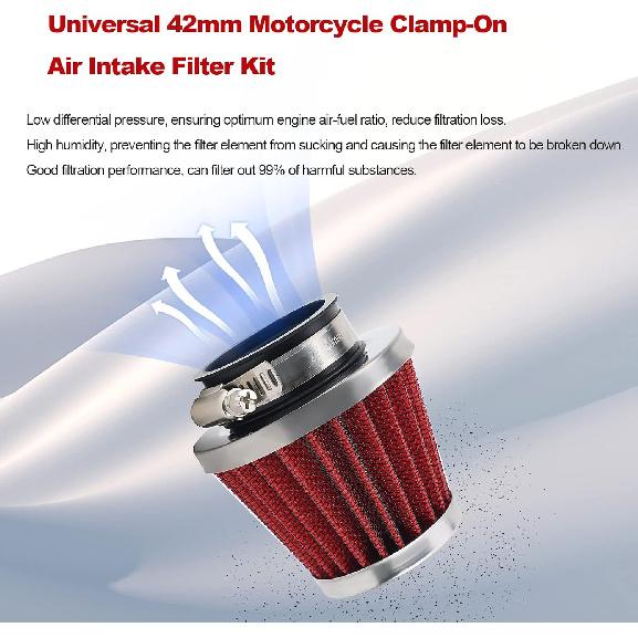 2PCS 42Mm Universal Air Filter For GY6 125CC 150CC 200CC 250CC Dirt Bike ATV Quad Scooter Go Kart Compatible With Kawasaki Suzuki Yamaha PZ24 PZ30