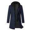 Men's Autumn and Winter Thickened Hooded Fake Two-piece Mid-length Coat Padded Solid Color Slim Windbreaker Jacket