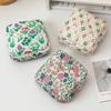 Quilted Cotton Sanitary Napkins Bag Travel Organizer Portable Storage Pouch Multipurpose Printed Floral Storage Bag Eerphones