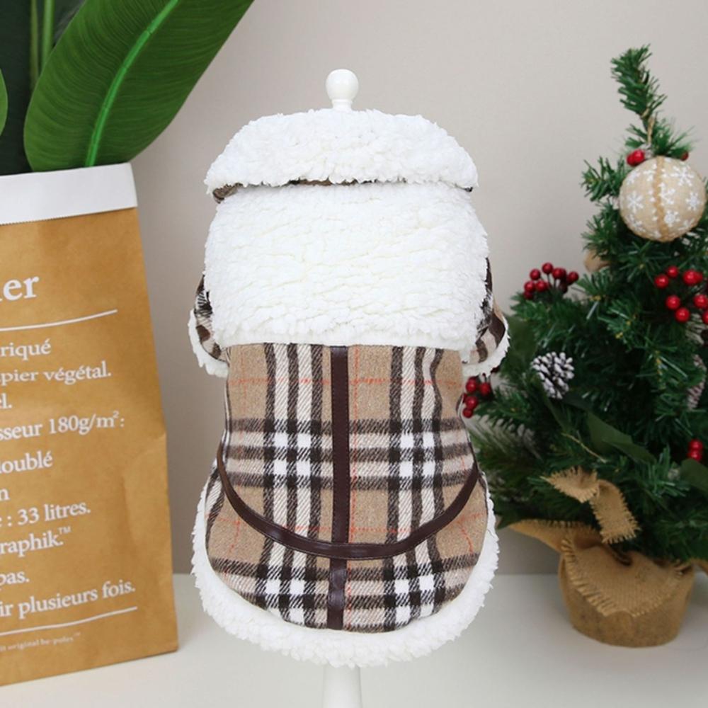 

Корейська флісова зимова куртка для собаки в клітинку – Тепле шерпа пальто в клітинку (S~XXL) XL коричневий