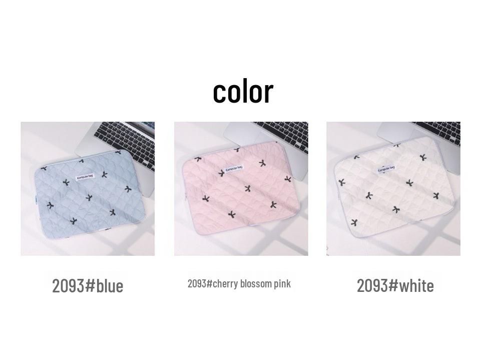 14-Inch Embroidered Bow Laptop Bag for Women - Thickened Cotton, Shockproof, Fits 11-Inch iPad & Keyboard