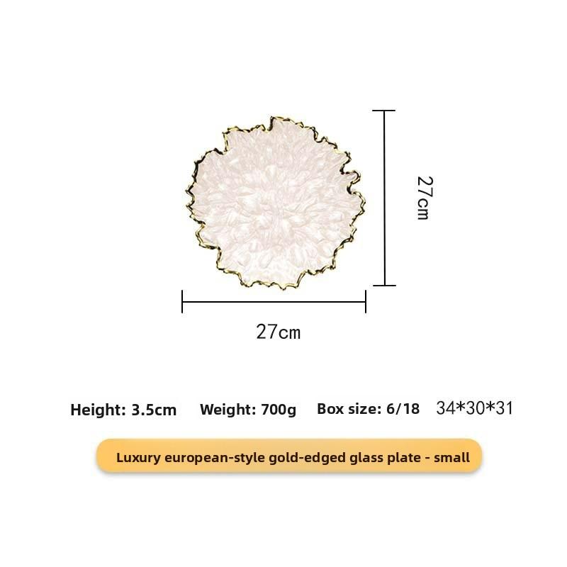 

Nordic Style Ins Gold Border Corn Leaf Plate Series Fruit Plate Hotel Living Room Light Luxury Business Minimalist Premium