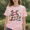 Cozy Easter Bunny Tshirt Watercolor Rabbit In Sunglasses Bow With Colorful Eggs Graphic Relaxed Playful Festive Casual Tshirt