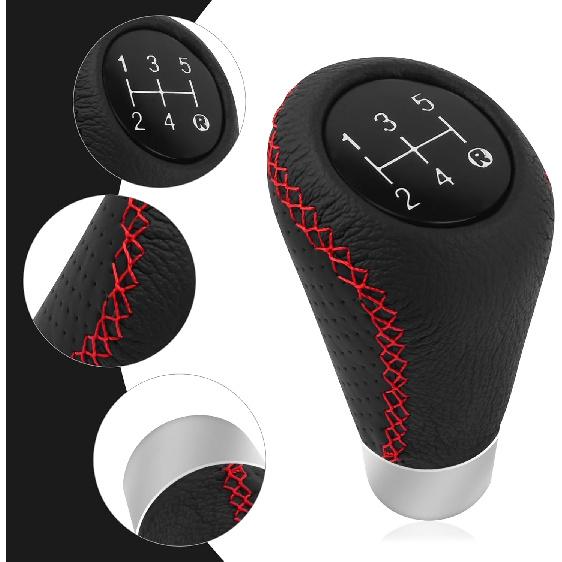 Car Gear Shift Knob With 4 Adaptive Parts,Leather 5 Speed Shift Knobs For Replacement Broken Shifter Knobs,Universal Non-Slip Manual Shift Knob Car