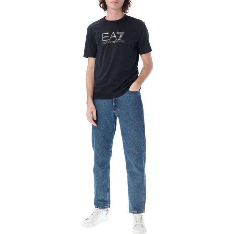 Emporio Armani EA7 SS23 Letter Print Crew Neck Short Sleeve T-Shirt Men Tops Navy-Blue 3RPT71-PJM9Z-1578