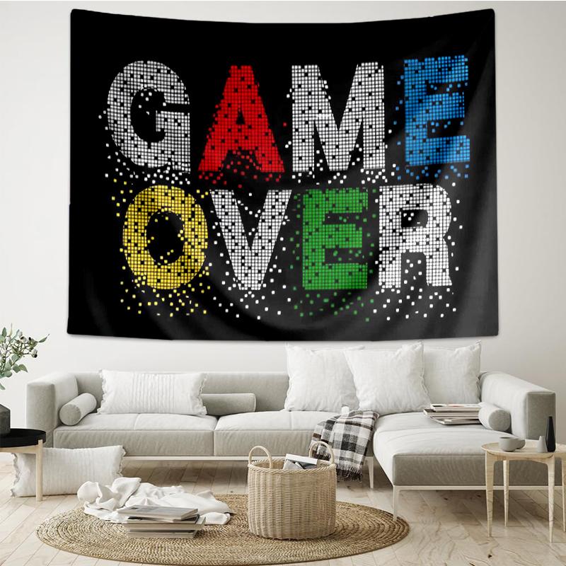 Tapestry z nadrukiem kontrolera do gier, Tło, Łatwy montaż, Idealne do sypialni, biura i salonu, z estetycznym wystrojem ściennym.