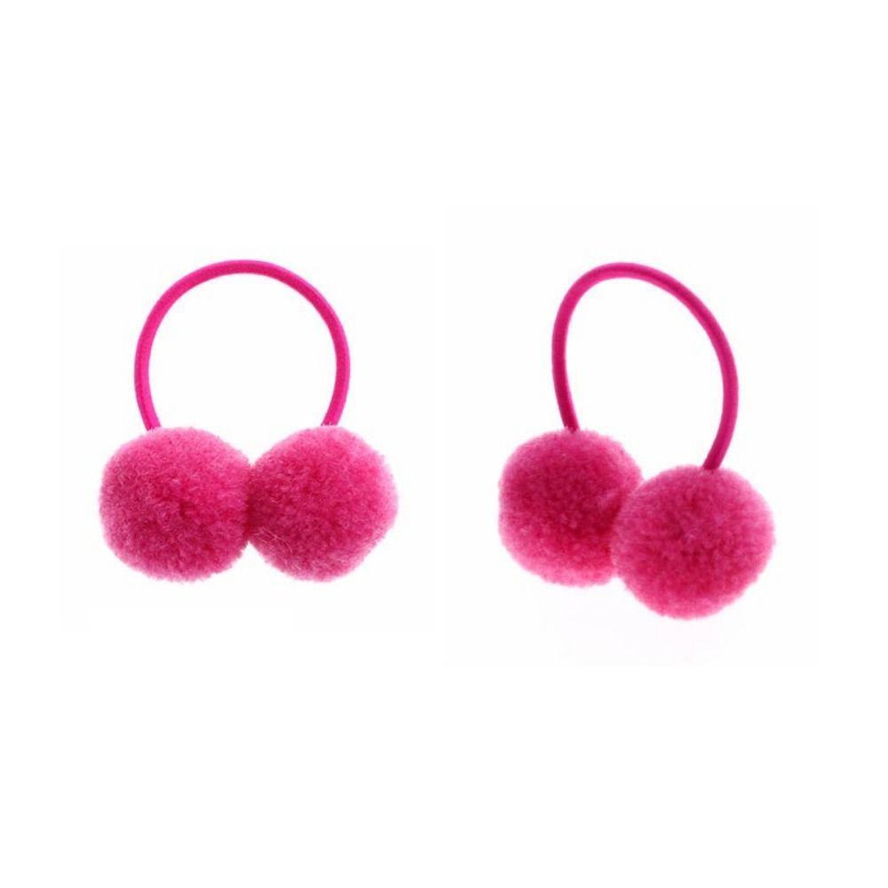 10pcs Double Plush Ball Pet Elastic Hair Bands Colorful Dog Hair Rope Pets Grooming Bows  Grooming