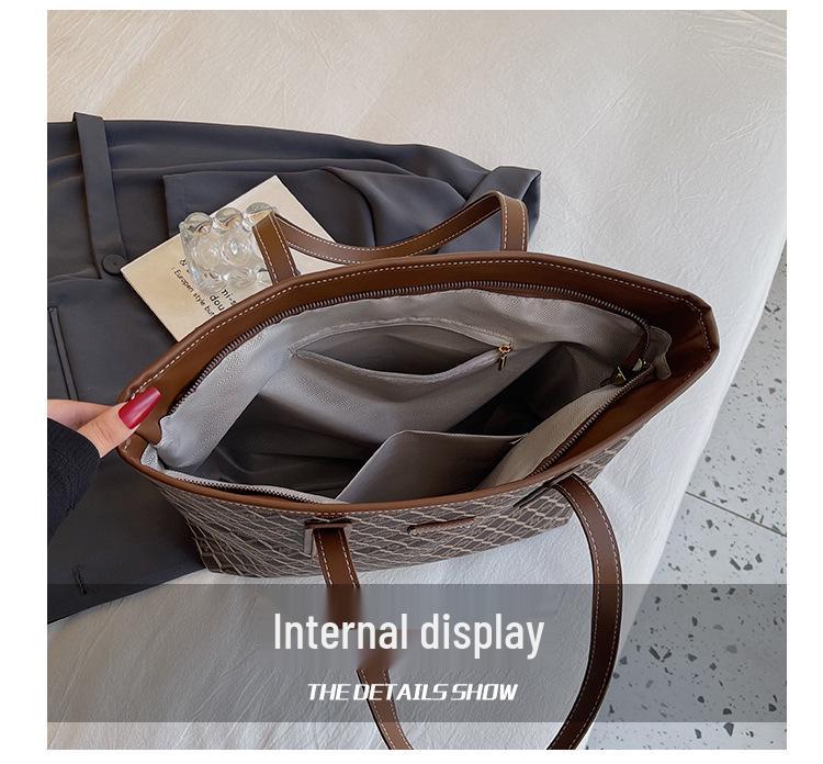 Bolso Tote de Alta Gama para Mujer con Estampado de Diamantes: Bolso de Hombro y Mano de Gran Capacidad Ligero de Lujo Tendencia 2025