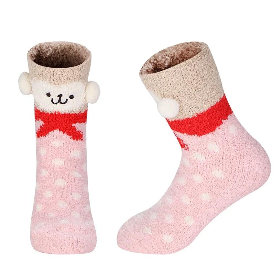 Short Socks Women Bear Fuzzy Winter Ladies Floor Warm Plush Comfy Cartoon Animal Funny Cute Kawaii Slippers Sock Designer