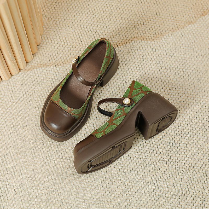 Retro Xiaoxiangfeng thick heel Mary Jane shoes women's spring new thick-soled muffin bottom Japanese single shoes versatile small leather shoes
