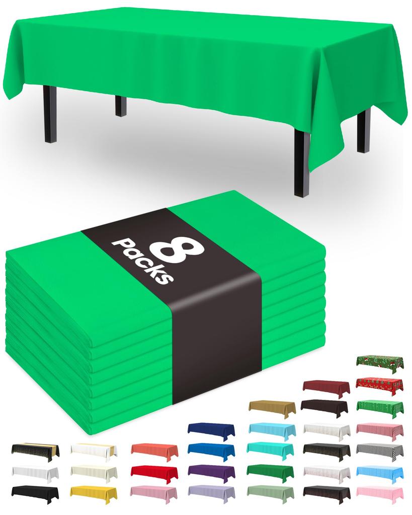 Pureegg Plastic Table Cloth Disposable 8 Pack, 54 x 108 Inch Table Cloths, Graduation Decorations Class of 2025, Graduation Party Tablecloths,