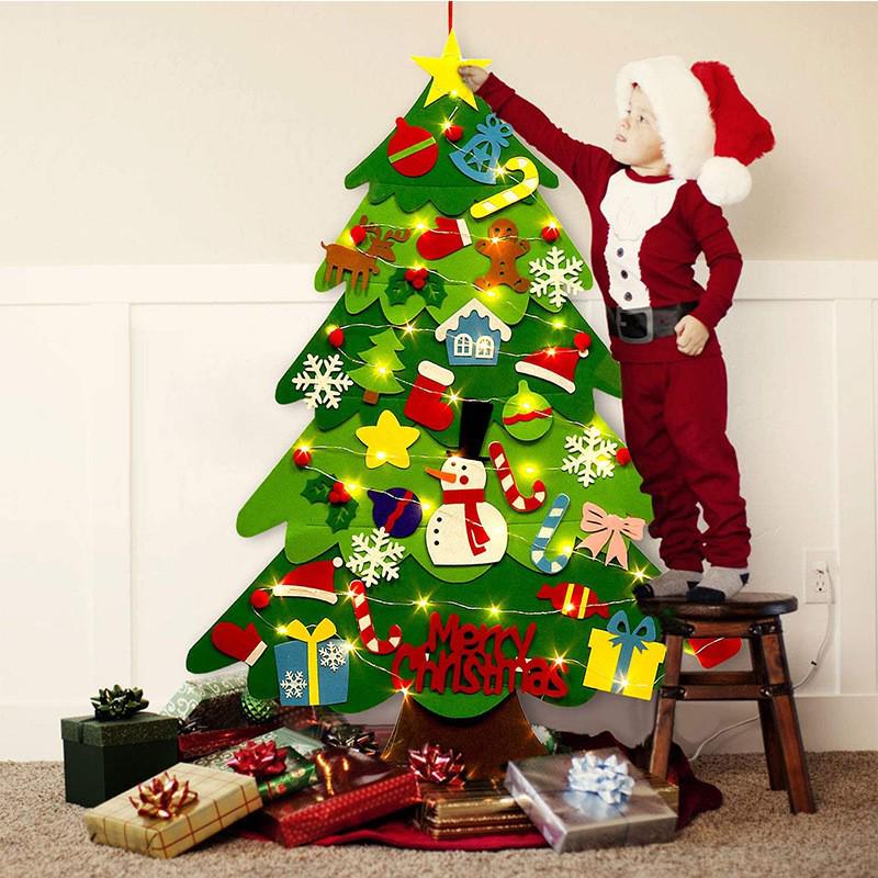 DIY Felt Christmas Tree for Kids - Non-woven Festival Decoration with Wool Pendants